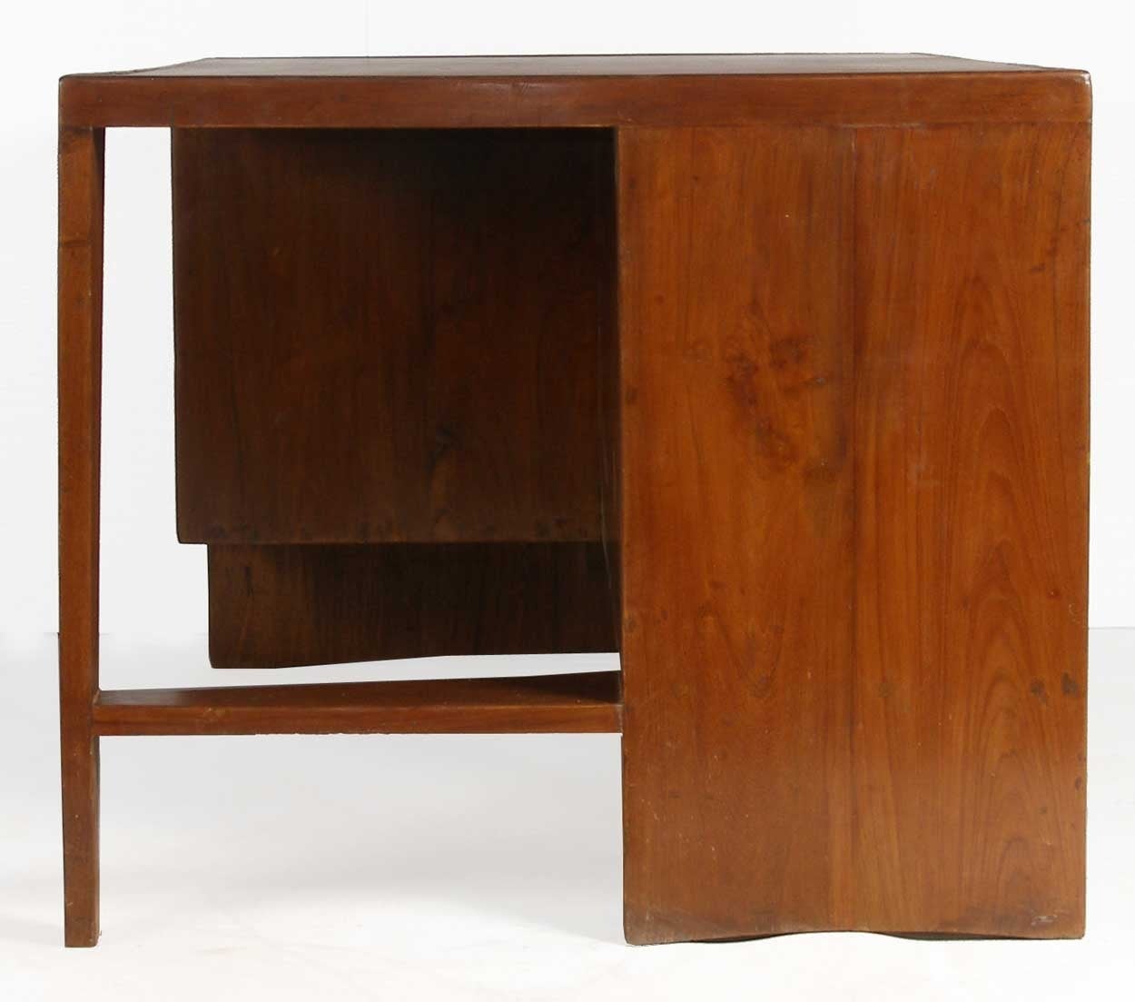 Indian Pierre Jeanneret Teak Kneehole Desk from Chandigarh, India For Sale
