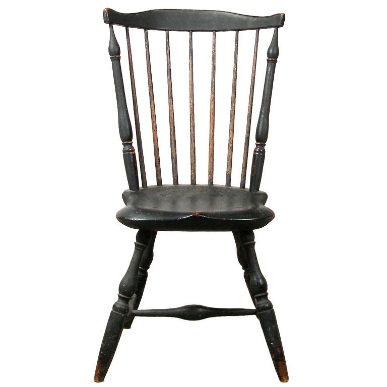 American New England Painted Fan-Back Windsor Side Chair For Sale