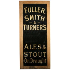 Antique English Victorian Fuller Ales Oak Framed Slate Bar Sign