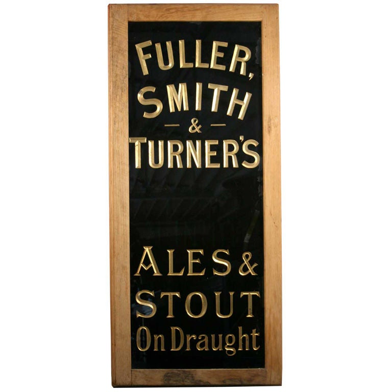 English Victorian Fuller Ales Oak Framed Slate Bar Sign