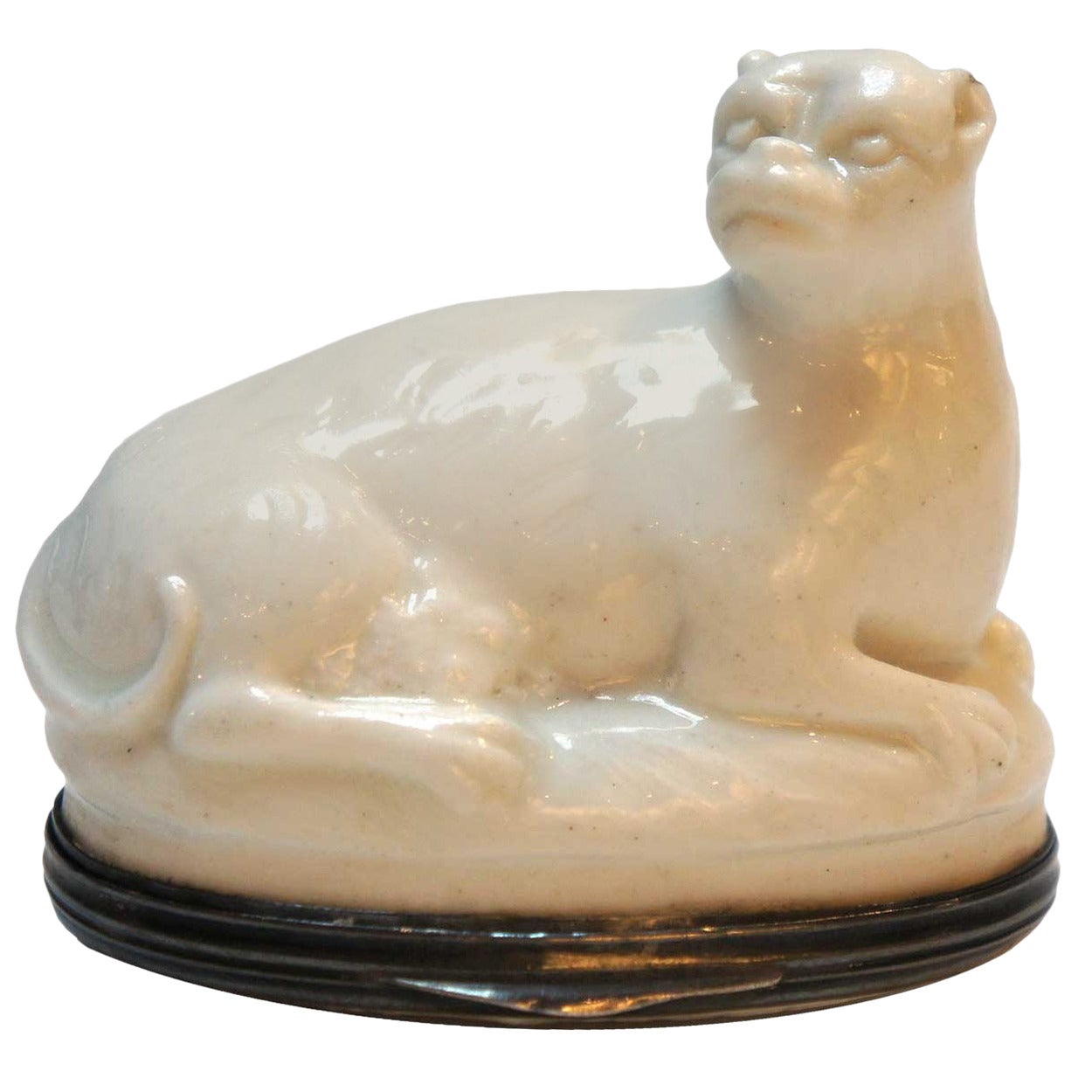 Rare French Mennecy Soft Paste Porcelain Pug Dog Bonbonniere For Sale