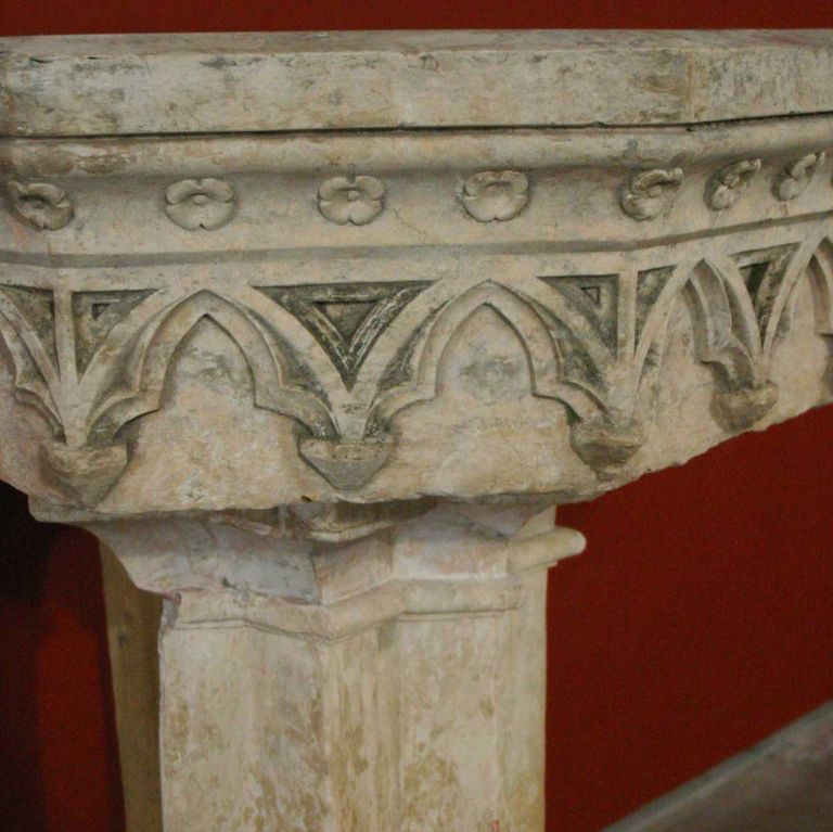19th Century French Gothic Revival Hard Stone Fountain Pedestal Basin