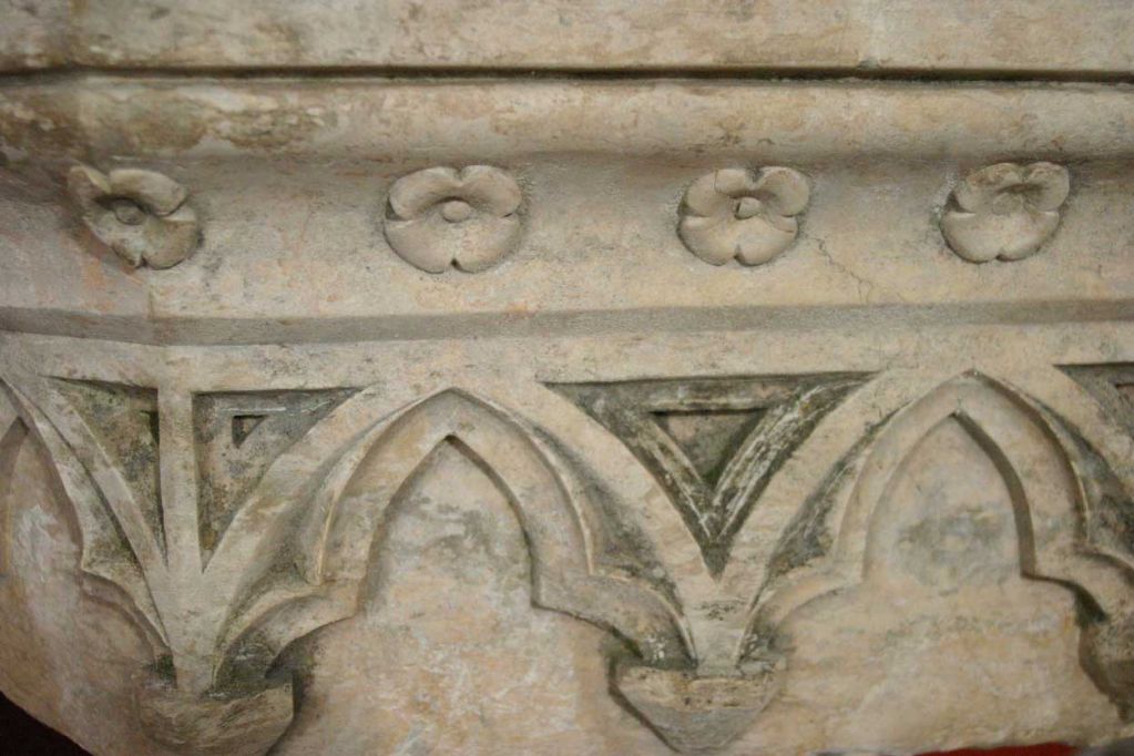 French Gothic Revival Hard Stone Fountain Pedestal Basin 2