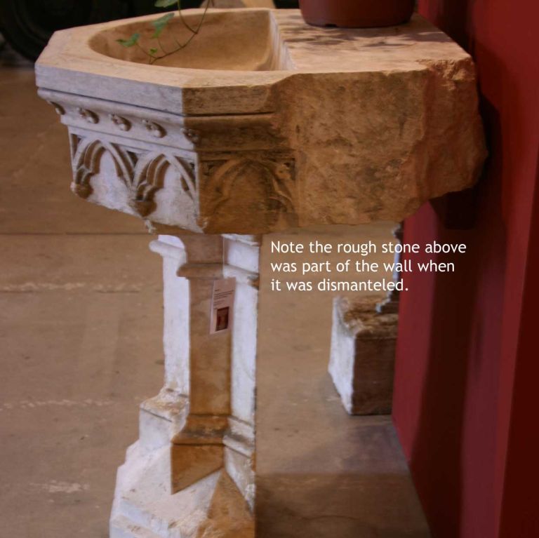 French Gothic Revival Hard Stone Fountain Pedestal Basin 3