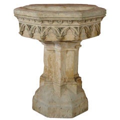 Antique French Gothic Revival Hard Stone Fountain Pedestal Basin