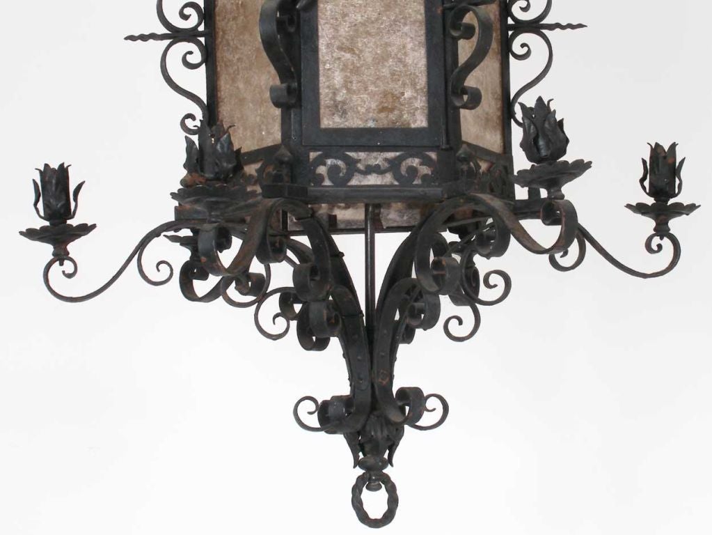 Wrought Iron French Hand Forged Iron and Mica Lantern