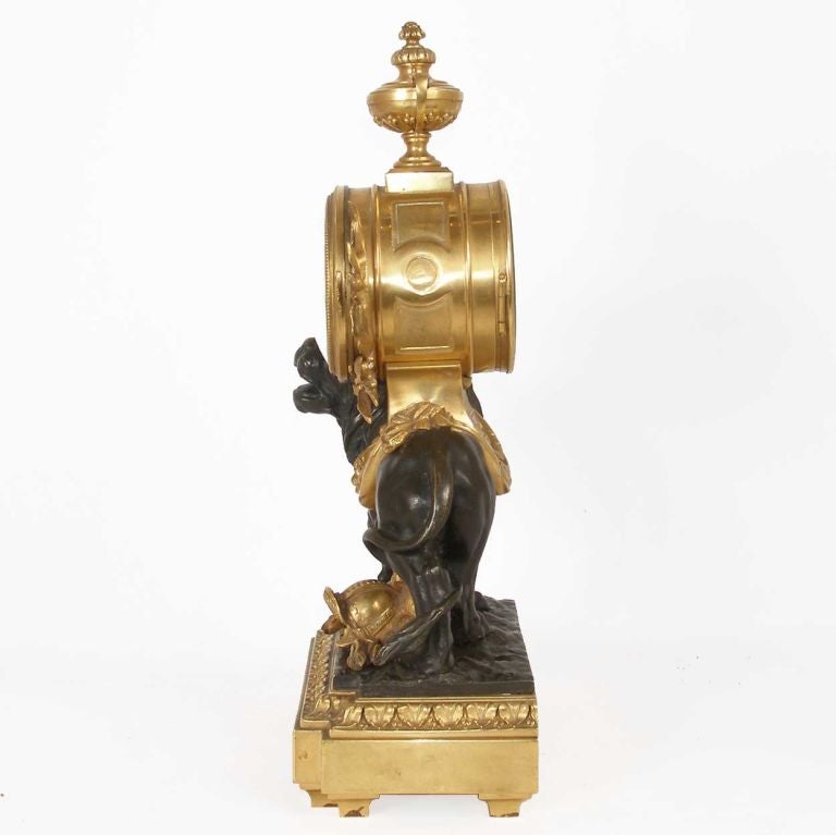 19th Century French Vincenti & Cie Bronze Dore Lion Mantel Clock