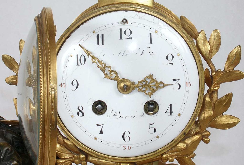 French Vincenti & Cie Bronze Dore Lion Mantel Clock 3