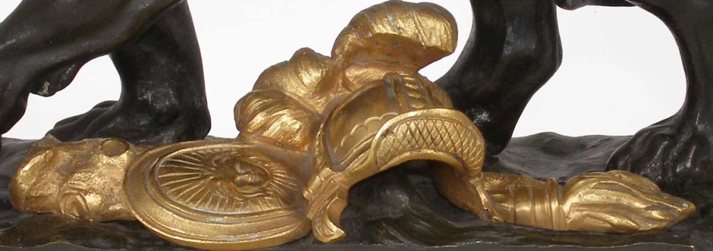 French Vincenti & Cie Bronze Dore Lion Mantel Clock 6