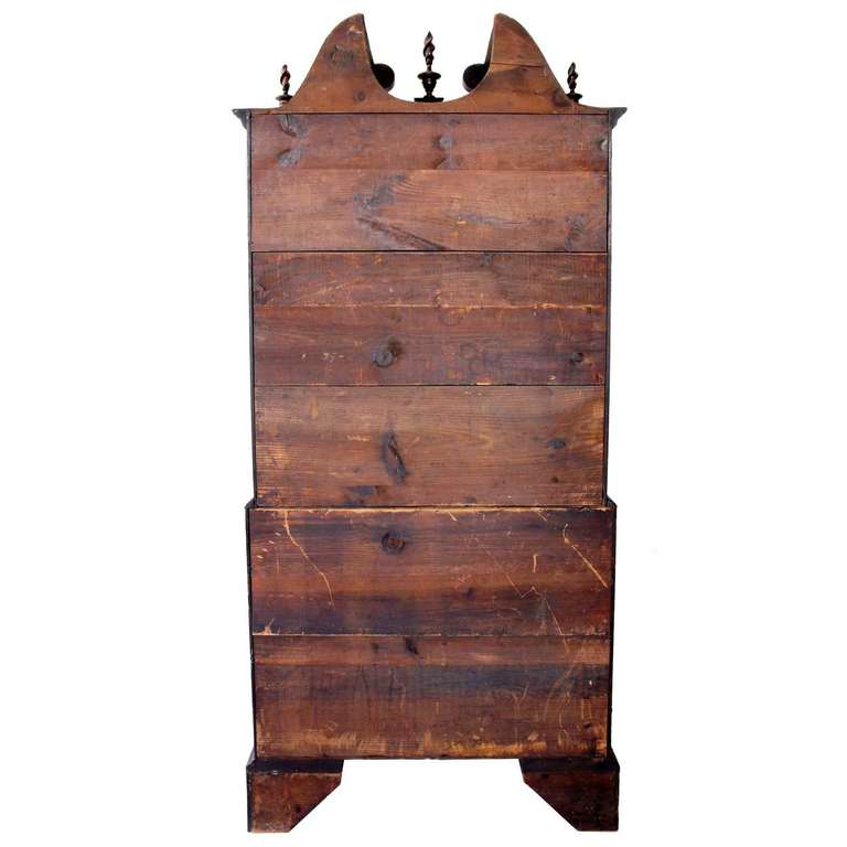 American Chippendale Style Walnut Block-Front Chest on Chest 6