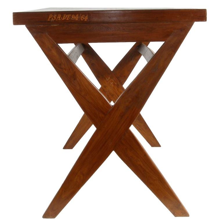 Mid-20th Century Pierre Jeanneret Teak Library Reading Table (Chandigarh, India)