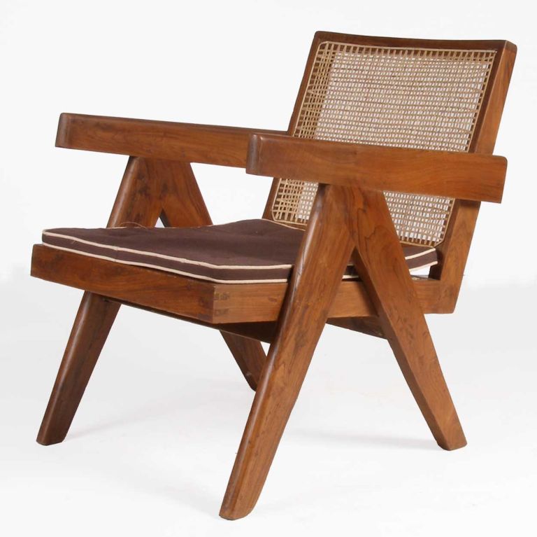 Indian Pierre Jeanneret Caned Teak Easy Chair (Chandigarh, India)