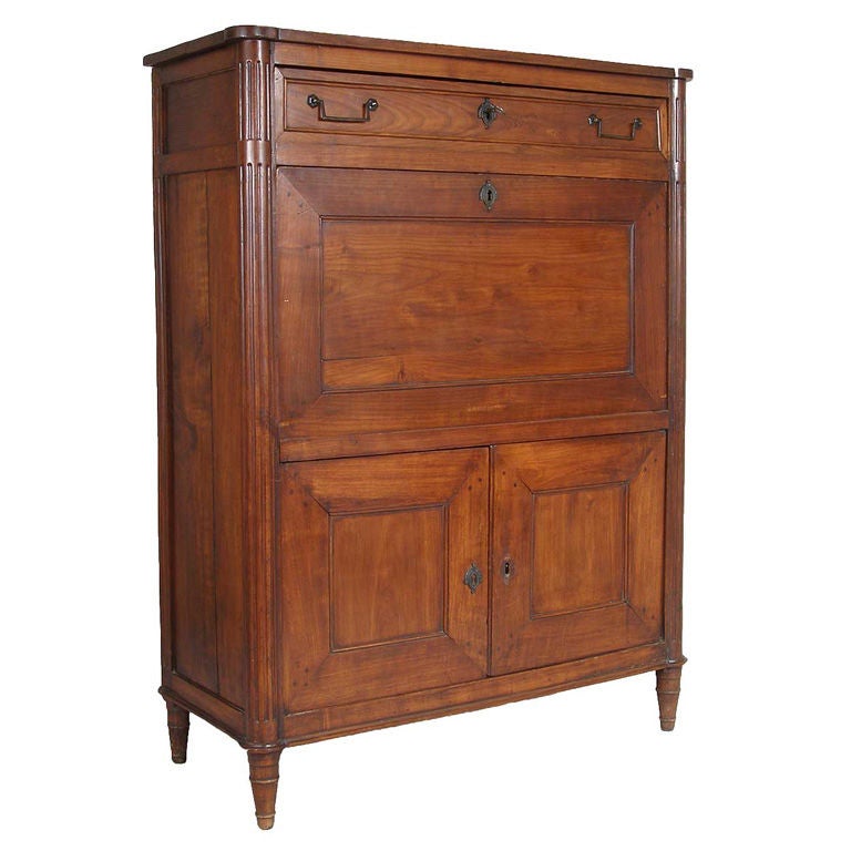 French Louis XVI Style Dark Cherry Secretaire a Abattant For Sale