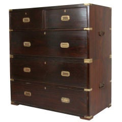 Anglo Indian Rosewood 2-Part Campaign Chest of Drawers
