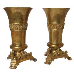Pair of French Neoclassical Bronze Garniture Urns