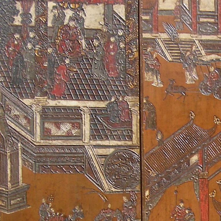 Chinese Coromandel Imperial Yellow Lacquer 12-Panel Screen 2