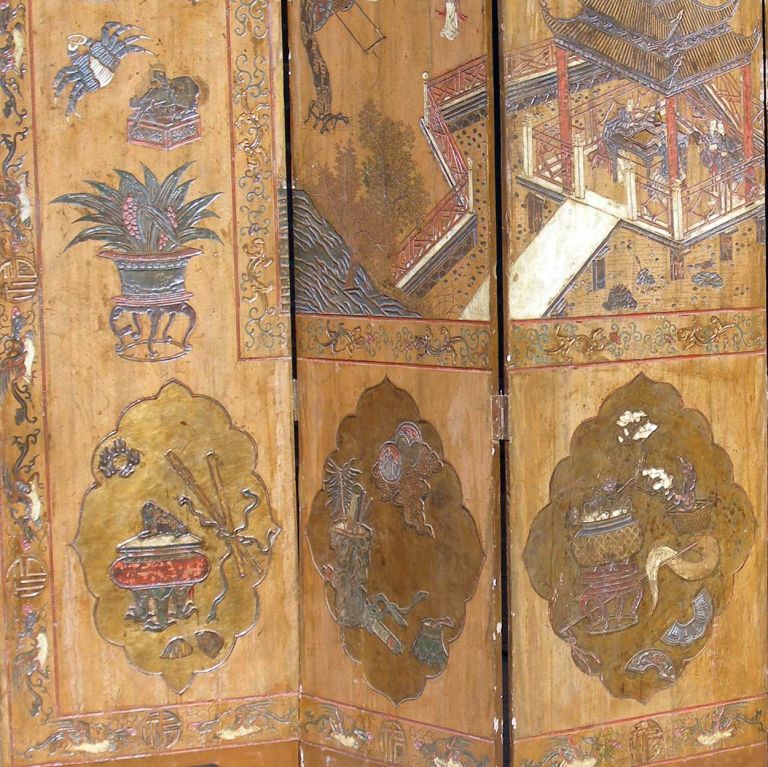 Chinese Coromandel Imperial Yellow Lacquer 12-Panel Screen 4