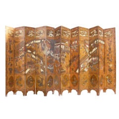 Chinese Coromandel Imperial Yellow Lacquer 12-Panel Screen