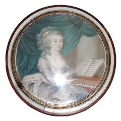 Early Signed French Tortoiseshell and Ivory Round Portrait Box