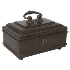 Anglo Indian Fitted Brass Spice Box or Tea Caddy
