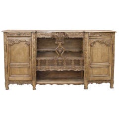 French Provincial Louis XV Style Carved Oak and Walnut Buffet