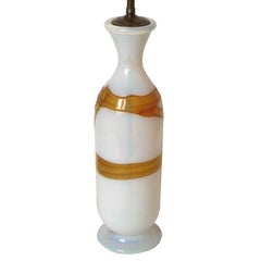 Vintage Italian Murano White Opaline Glass Table Lamp