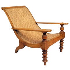 South Indian Caned Satinwood Planter's Chair
