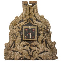 Early Indo-Portuguese Baroque Painted Teak Altar Fragment