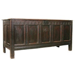 Large English Carved Oak Coffer Chest
