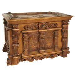 Renaissance Revival Walnut Marquetry Tabletop Coffer