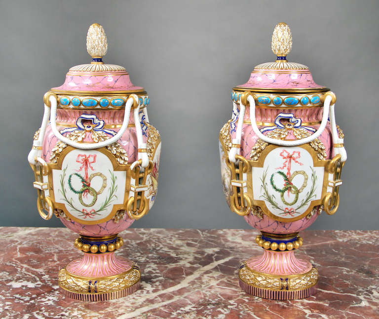 pink porcelain vases