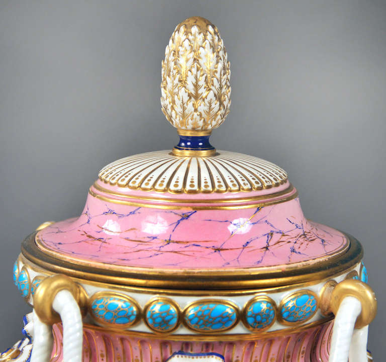 Late 19th Century Pink Sèvres Style Porcelain Vases and Covers In Good Condition For Sale In New York, NY