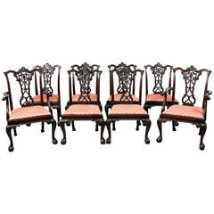 Fine Set of Eight Late 19th Century Chippendale Style Ribbonback Dining Chairs