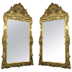 Pair of Large Hand-Carved Giltwood Mirrors 7