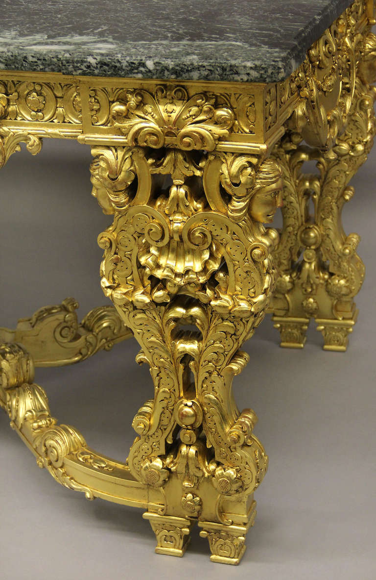 Belle Époque 19th Century Hand-Carved Regence Style Giltwood Center Table For Sale