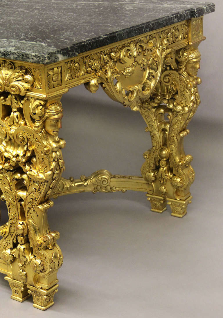 French 19th Century Hand-Carved Regence Style Giltwood Center Table For Sale