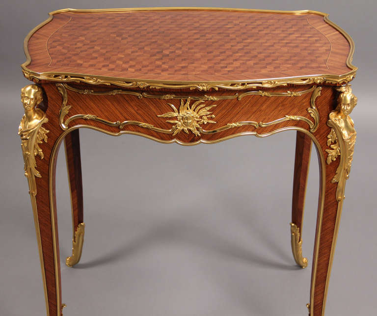 French Gilt Bronze-Mounted Lamp Table by François Linke