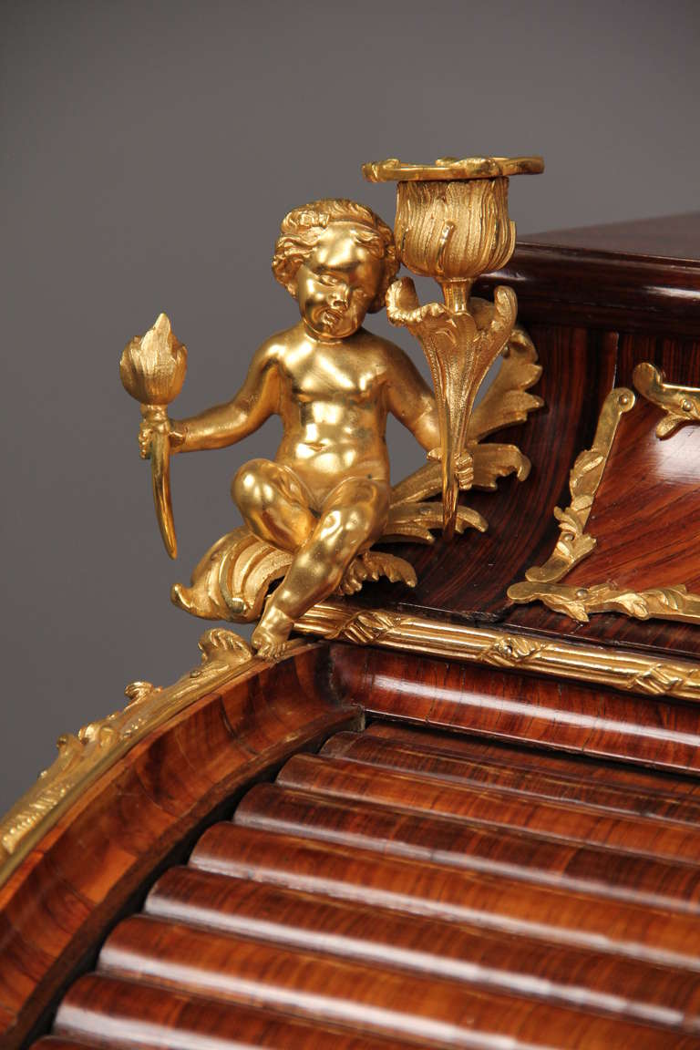 French A Late 19th Century Louis XV Style Gilt Bronze Mounted Rolltop Desk