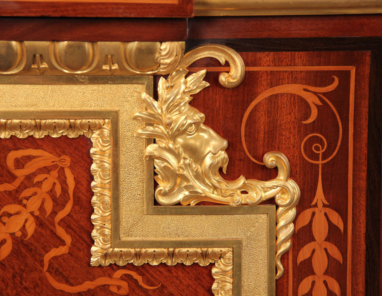 Belle Époque Rare Late 19th Century Gilt Bronze-Mounted Marquetry Cabinet For Sale