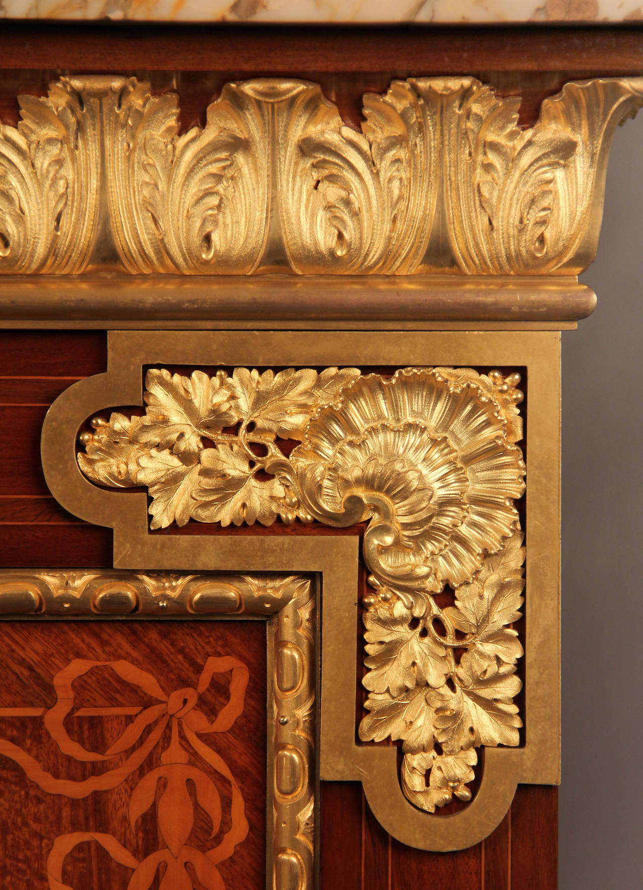 Rare and Palatial Late 19th Century Gilt Bronze-Mounted Marquetry Cabinet For Sale 4