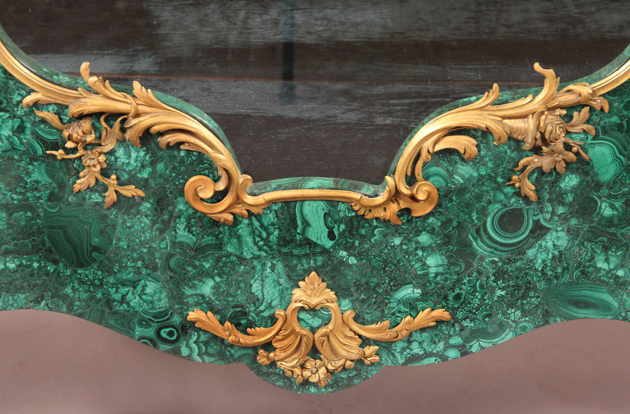 French Beautiful Late 19th Century Gilt Bronze-Mounted Malachite Vitrine