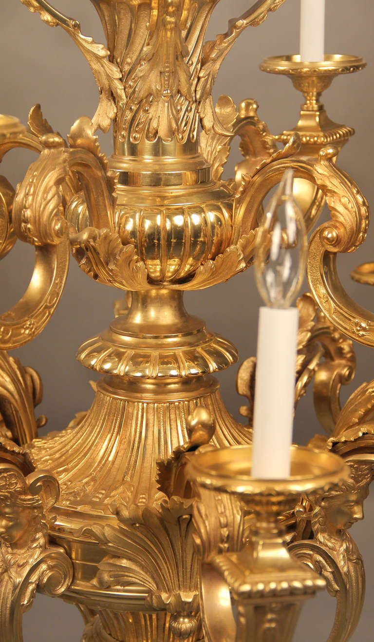 A Palatial Late 19th Century Gilt Bronze Chandelier In Excellent Condition In New York, NY