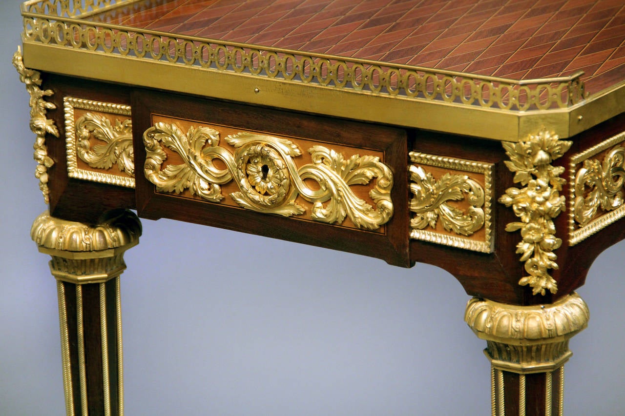 French Fine Late 19th Century Gilt Bronze-Mounted Writing Table by Maison Millet