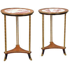 Pair of Gilt Bronze and Mahogany Gueridons