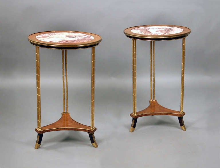 Pair of Gilt Bronze and Mahogany Gueridons