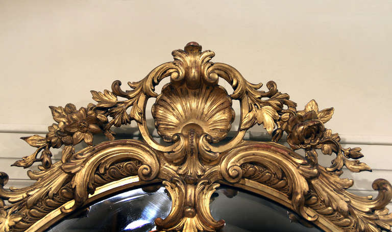 Atemberaubender geschnitzter Spiegel aus vergoldetem Holz und Gesso aus dem späten 19. Jahrhundert (Belle Époque) im Angebot