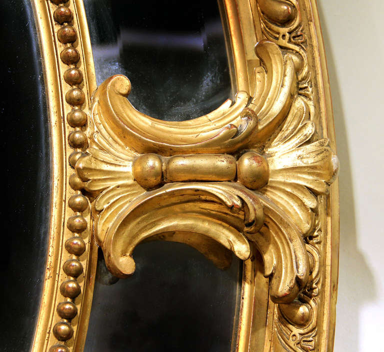 French Stunning Late 19th Century Carved Giltwood and Gesso Mirror For Sale