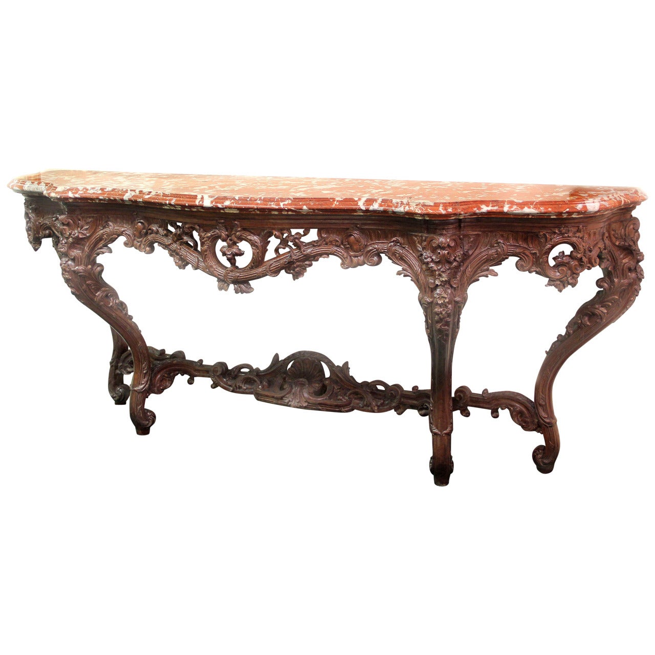 Large and Important Late 19th Century Carved Oak Console Table For Sale