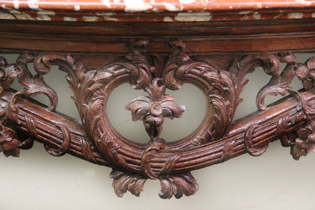French Large and Important Late 19th Century Carved Oak Console Table For Sale