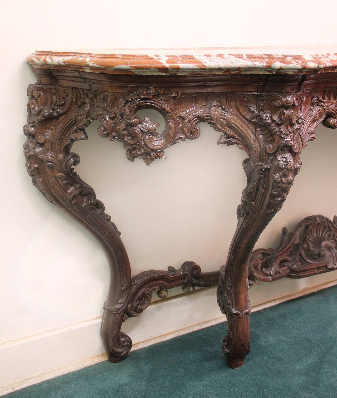Large and Important Late 19th Century Carved Oak Console Table In Good Condition For Sale In New York, NY